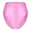 Linjinx Women's Glossy High Waist Yoga Shorts Gym Workout Rave Booty Dance Mini Hot Pants Bottoms Pink A Large view 1