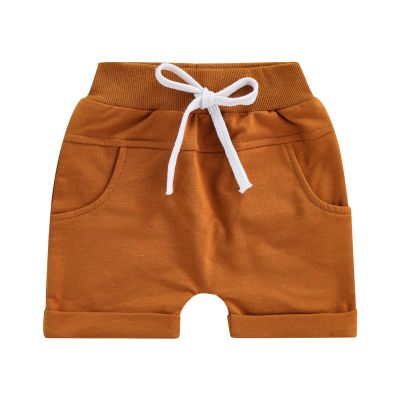LIOMENGZI Toddler Baby Boys Shorts, Summer Cotton Blend Shorts for Kids Girls, Childrens Jogger Pants Sport Shorts (Brown, 6-12 Months)