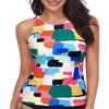 Holipick Multicoloured High Neck Tankini Top Bathing Suit Tops for Women Tummy Control Tank Tops Swimsuits 20 Plus view 1