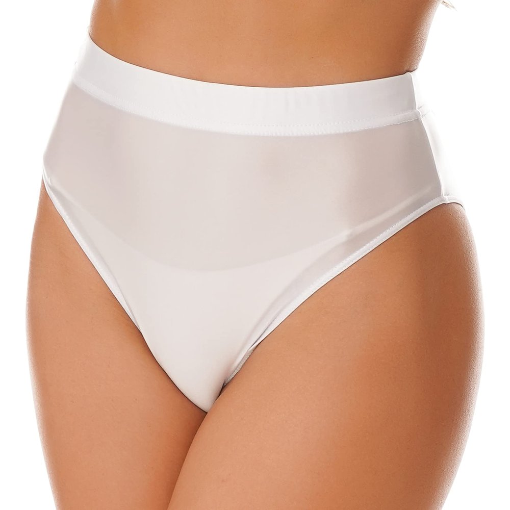 Linjinx Women's Glossy High Waist Yoga Shorts Gym Workout Rave Booty Dance Mini Hot Pants Bottoms White A X-Large