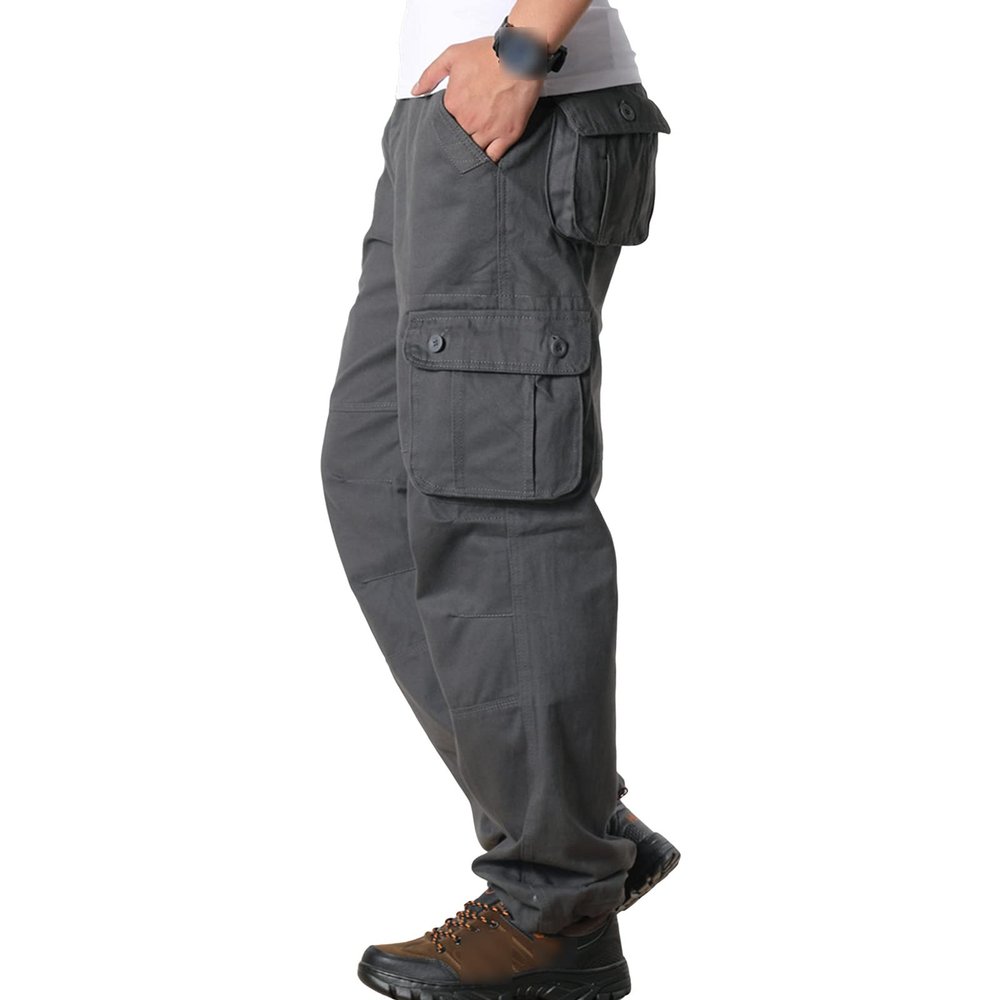 Men's Outdoor Military Cargo Trousers Lightweight Multi Pocket Hiking Pants Wild Army Combat Tactical Pant (Grey,33)