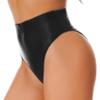 Linjinx Women's Glossy High Waist Yoga Shorts Gym Workout Rave Booty Dance Mini Hot Pants Bottoms Black A X-Large view 1
