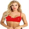 Linjinx Women's Two-Piece Patent Leather Swimsuit Bra Tops Mini Triangle Thongs Bikinis Set Swimwear Red X-Large view 3