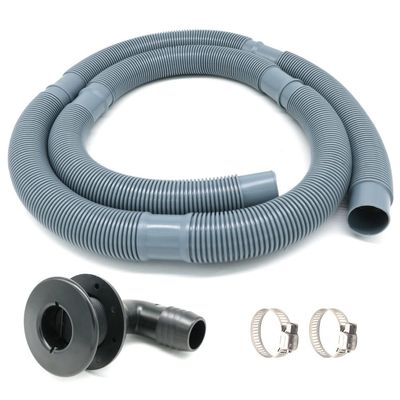 Marine Bilge Pump Hose 1-1/8 Inch Plumbing Kit, 6 FT Long, 90 degree Black Elbow Thru Hull Scupper Flapper Valve, Stainless Steel Clamps