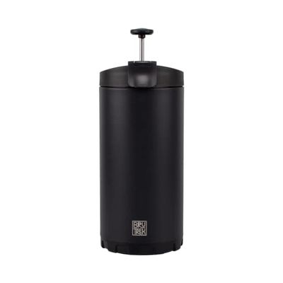 BruTrek by Planetary Design Steel Toe 3.0 Travel Coffee Press - Brew 20 fl.oz On The Go - No Spill Lid, Double Wall Vacuum Insulated Stays Hot for Hours, French Press Coffee (Obsidian Black)