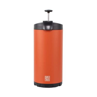 BruTrek by Planetary Design Steel Toe 3.0 Travel Coffee Press - Brew 20 fl.oz On The Go - No Spill Lid, Double Wall Vacuum Insulated Stays Hot for Hours, French Press Coffee (Red Rock)