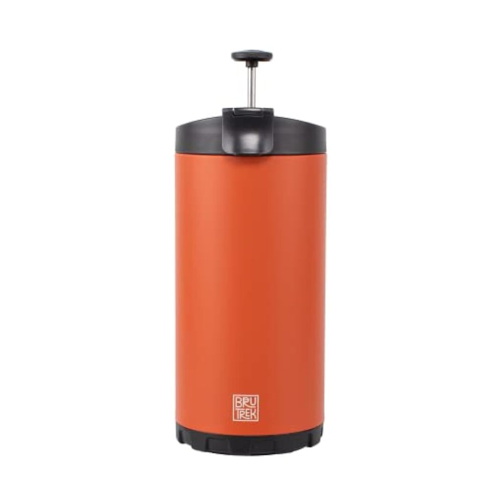 BruTrek by Planetary Design Steel Toe 3.0 Travel Coffee Press - Brew 20 fl.oz On The Go - No Spill Lid, Double Wall Vacuum Insulated Stays Hot for Hours, French Press Coffee (Red Rock)