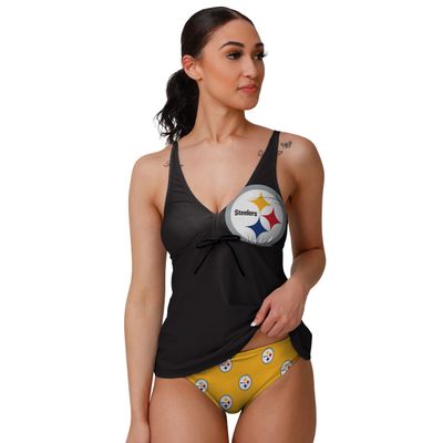 FOCO Pittsburgh Steelers NFL Womens Summertime Solid Tankini Bikini Top - XXL