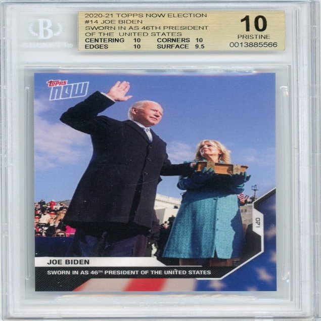 Joe Biden 2021 Topps Now Presidential Election Card #14 BGS 10 Pristine