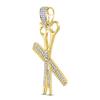 10kt Yellow Gold Mens Round Diamond Barber Scissors Comb Clippers Charm Pendant 1/3 Cttw view 2
