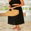 2PC Set Women's Summer One Shoulder Crop Tops with Midi Skirt Set Tie Straps Ruffle Dress Swing Pleated Long Dress (Black, S) view 2