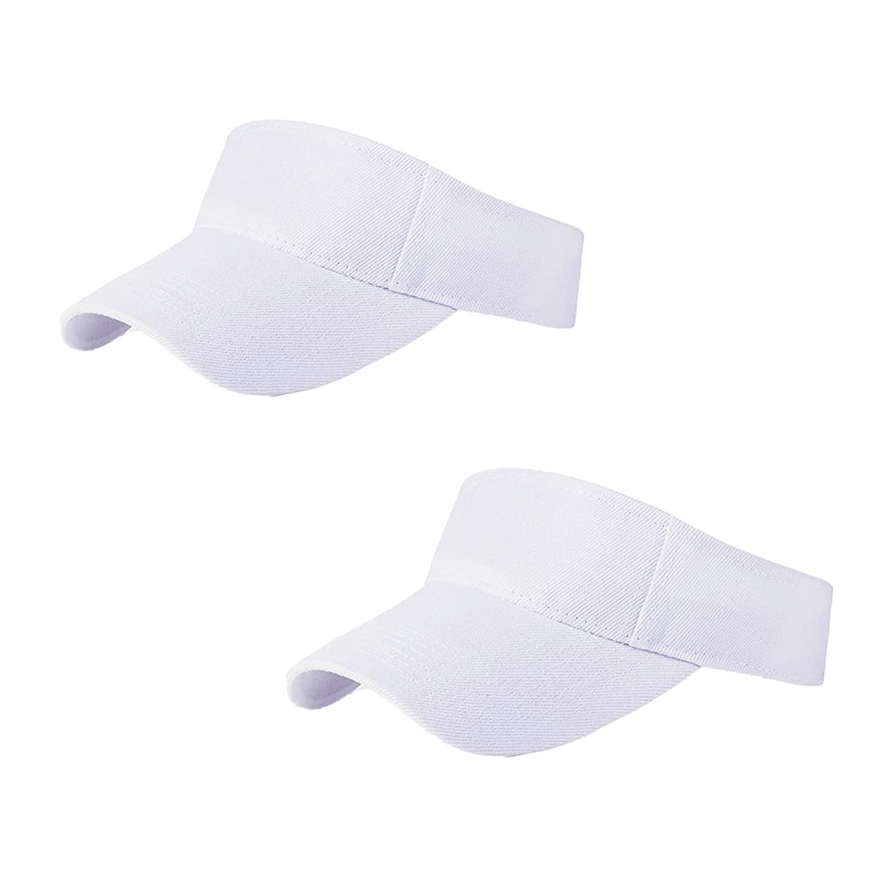 2 Pieces of White Sun Visor Hats Adjustable Sport Visors Cap Visors for Women and Men (One Size)