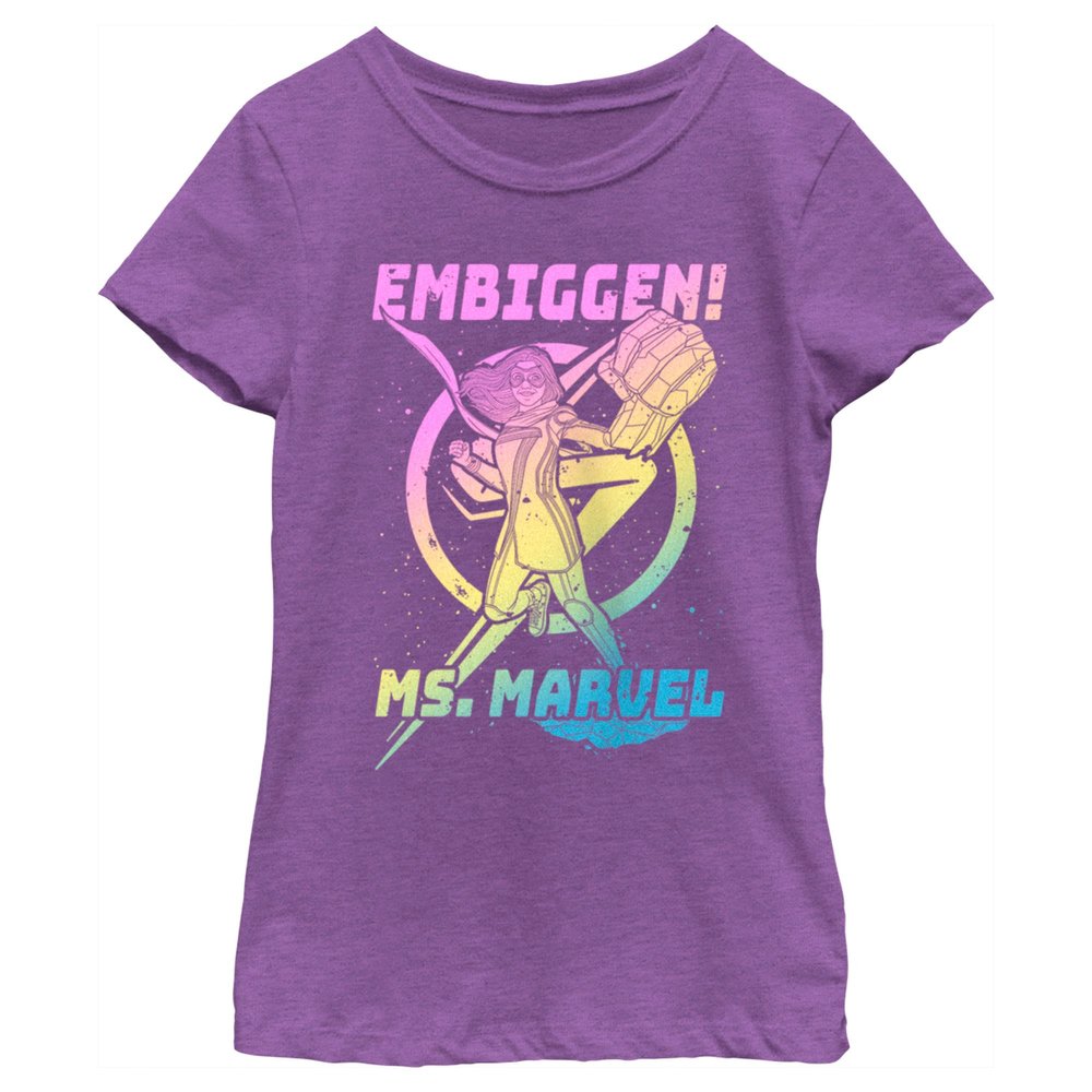 Marvel Ms Gradient Girls Short Sleeve Tee Shirt, Purple Berry, Small