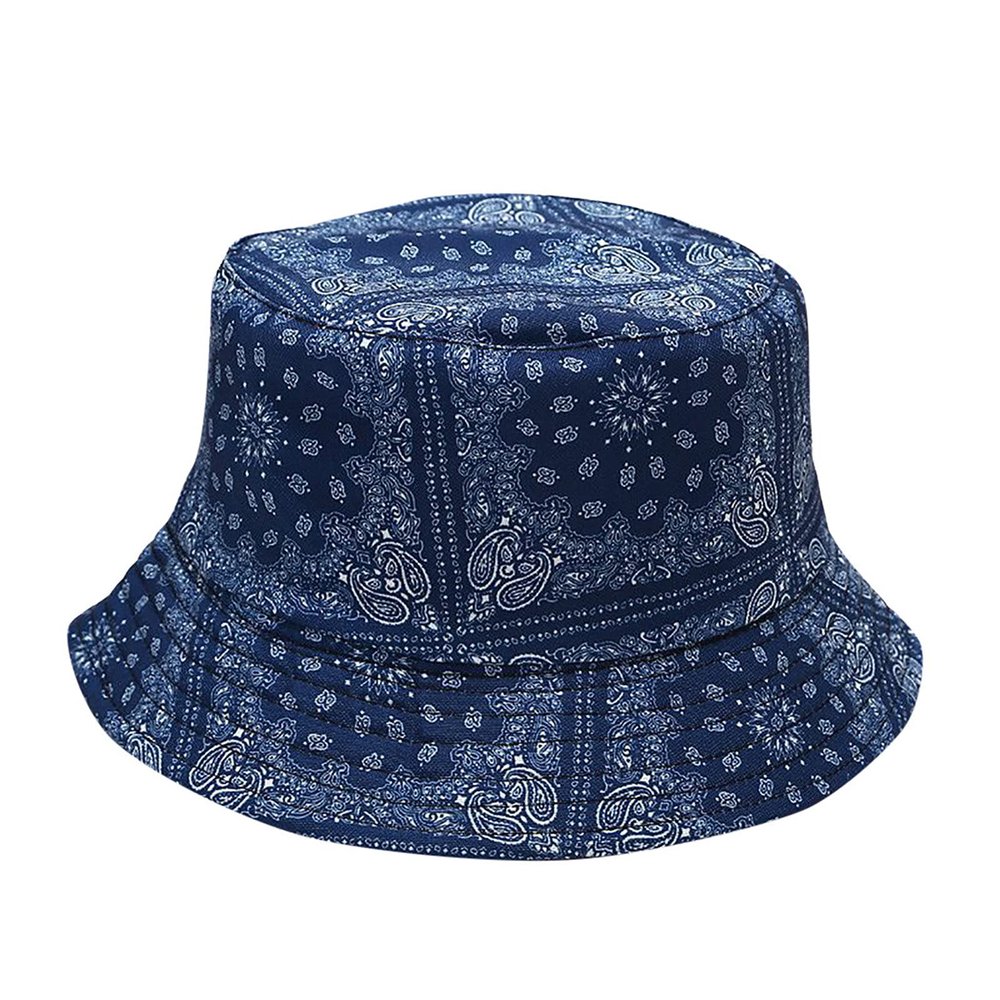 Women Summer Paisley Bucket Hat Reversible Cotton Fisherman Cap Beach Hat Trendy Print Travel Sun Hats for Teen Girls