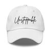 Unstoppable Hat Positive Affirmations Confidence Inspiring Baseball Cap Dad hat White view 1
