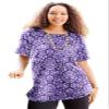 Catherines Women's Plus Size Petite Suprema Ultra-Soft Scoopneck Tee - 1XWP, Deep Grape Textured Damask view 1