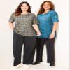 Catherines Women's Plus Size Petite Suprema Ultra-Soft Scoopneck Tee - 1XWP, Deep Grape Textured Damask view 2