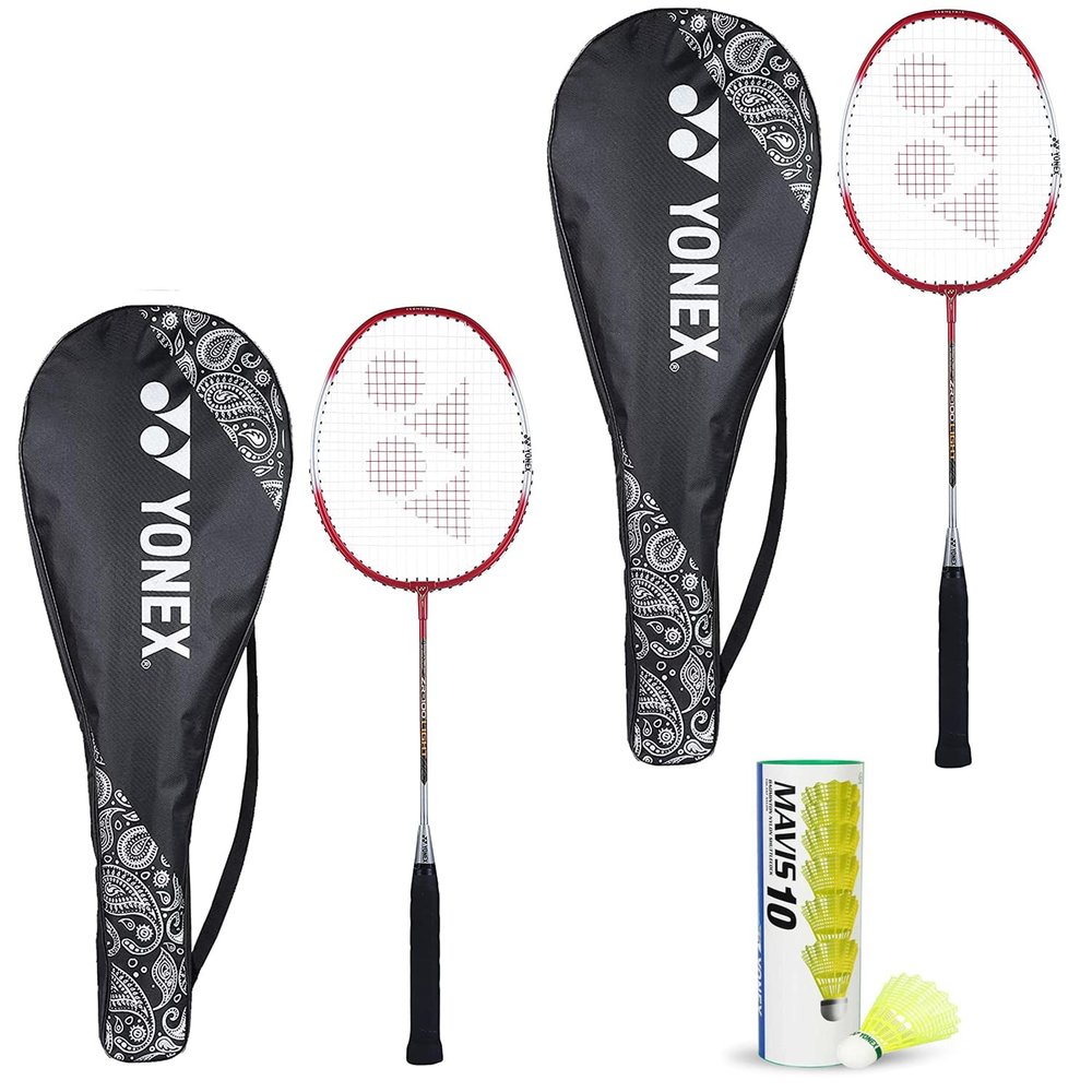 Yonex Best Beginner's Badminton Combo (ZR 100 Light Aluminum Blend Racquet with Full Cover, Set of 2 + Mavis 10 Shuttlecock, Pack of 6)