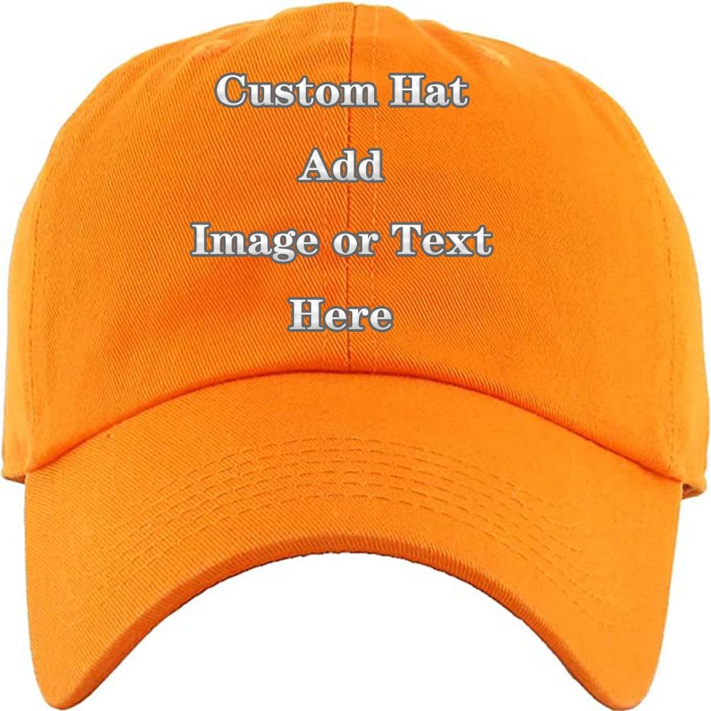 Custom Baseball Cap with Your Text/Image, Personalized Adjustable Trucker Hats,Unisex Sun Plain Cap Mom Gifts, Best Dad Hats Orange