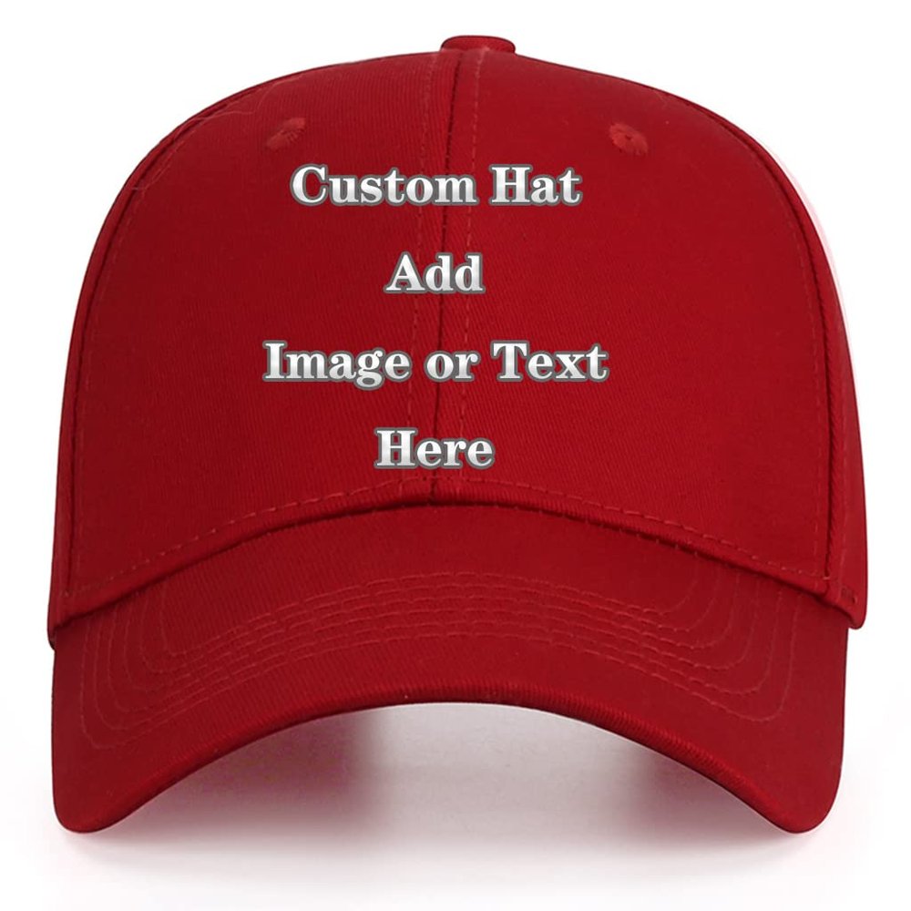 Custom Baseball Cap with Your Text/Image, Personalized Adjustable Trucker Hats,Unisex Sun Plain Cap Mom Gifts, Best Dad Hats Wine
