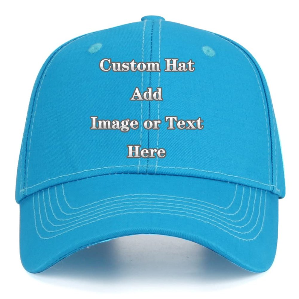 Custom Baseball Cap with Your Text/Image, Personalized Adjustable Trucker Hats,Unisex Sun Plain Cap Mom Gifts, Best Dad Hats Blue