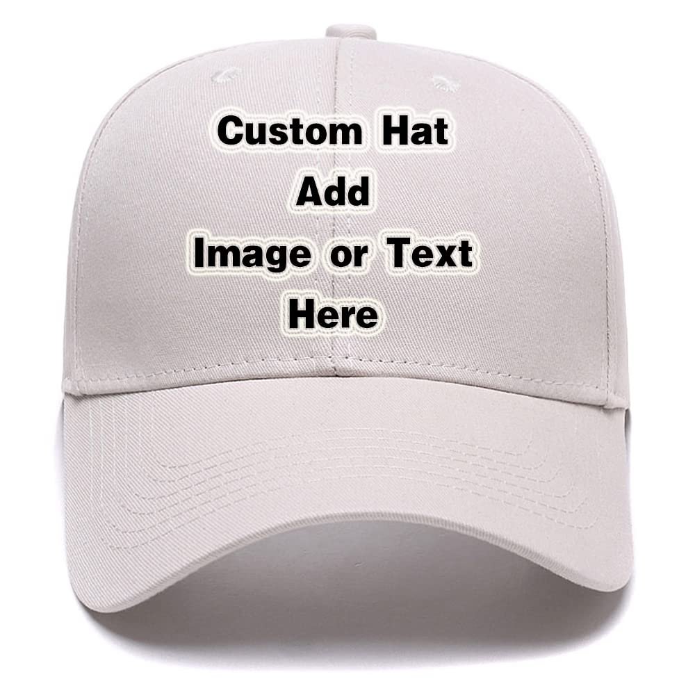 Custom Baseball Cap with Your Text/Image, Personalized Adjustable Trucker Hats,Unisex Sun Plain Cap Mom Gifts, Best Dad Hats Beige