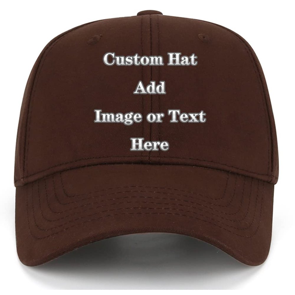 Custom Baseball Cap with Your Text/Image, Personalized Adjustable Trucker Hats,Unisex Sun Plain Cap Mom Gifts, Best Dad Hats Brown