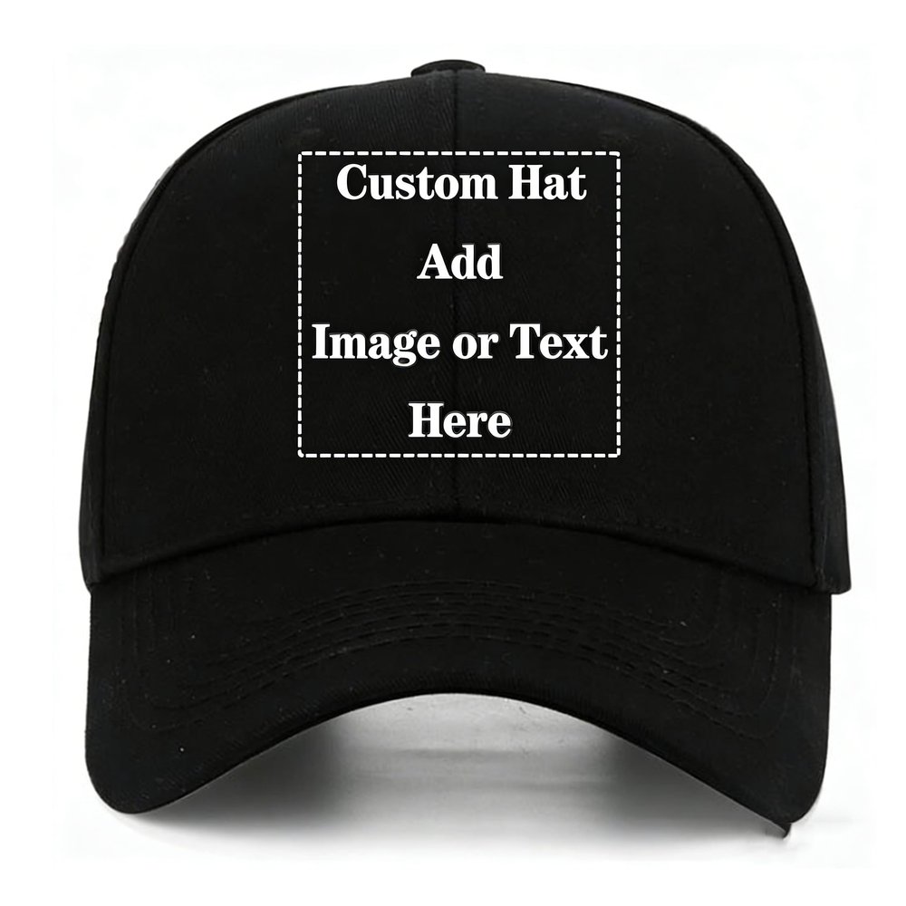 Custom Baseball Cap with Your Text/Image, Personalized Adjustable Trucker Hats,Unisex Sun Plain Cap Mom Gifts, Best Dad Hats Black