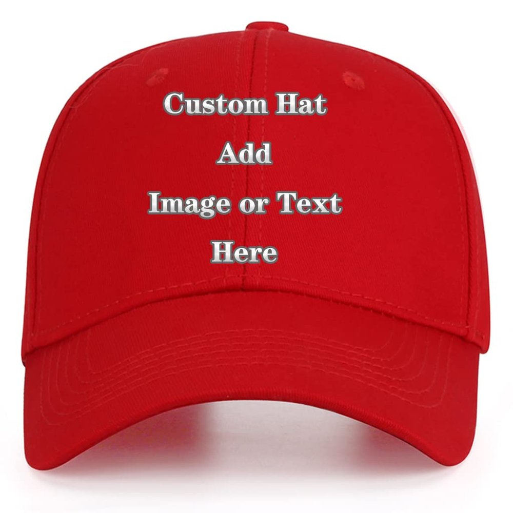 Custom Baseball Cap with Your Text/Image, Personalized Adjustable Trucker Hats,Unisex Sun Plain Cap Mom Gifts, Best Dad Hats Red