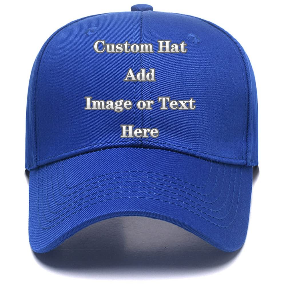 Custom Baseball Cap with Your Text/Image, Personalized Adjustable Trucker Hats,Unisex Sun Plain Cap Mom Gifts, Best Dad Hats Royal
