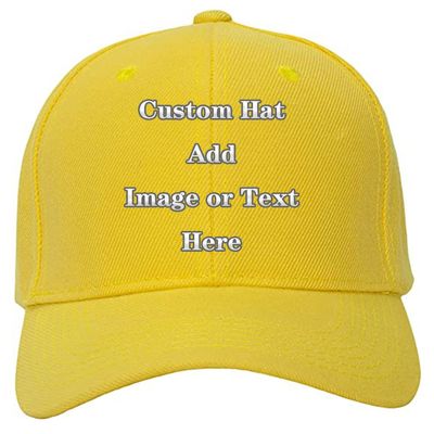 Custom Baseball Cap with Your Text/Image, Personalized Adjustable Trucker Hats,Unisex Sun Plain Cap Mom Gifts, Best Dad Hats Yellow