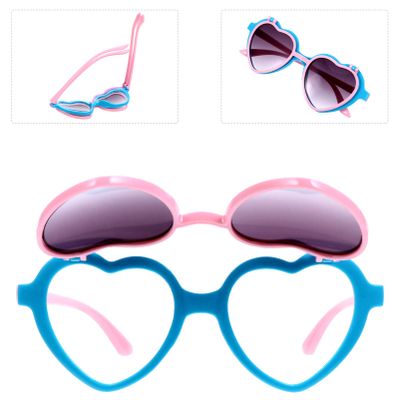 VALICLUD Heart Shaped Sunglasses for Kids Boys Girls Lightweight Durable Pc Material Kid Sun Glasses for Outdoor Activities Party Cosplay