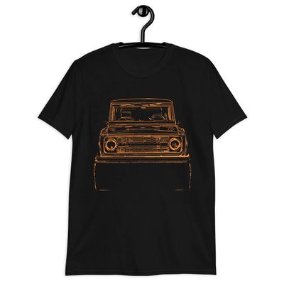 1975 Bronc Owner Orange Outline Art Graphic T-Shirt | Car Enthusiast Gift