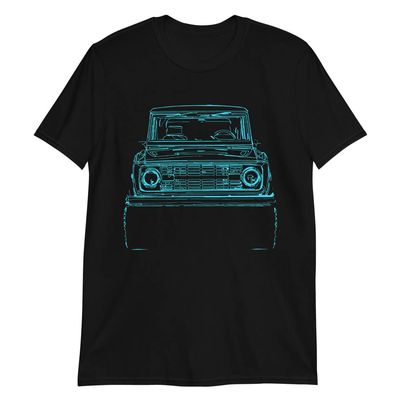 1975 Bronc Truck Owner Neon Outline Art Short-Sleeve Unisex T-Shirt