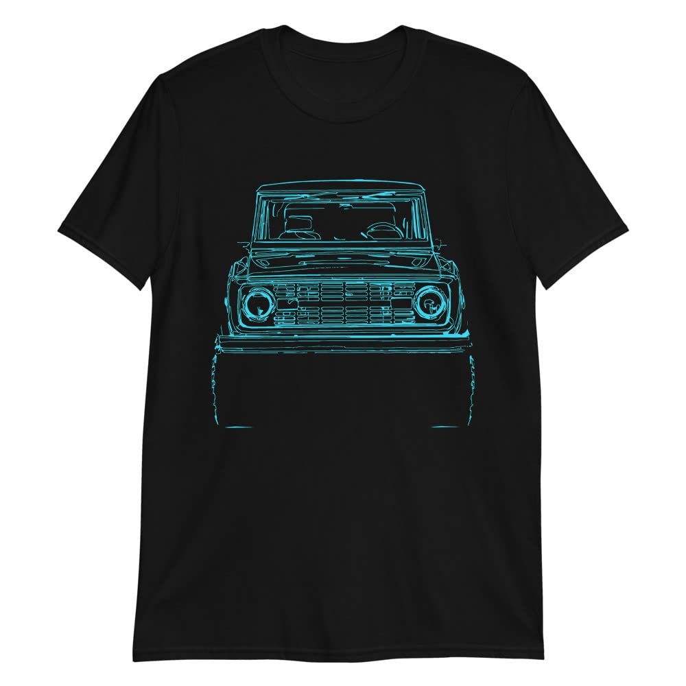 1975 Bronc Truck Owner Neon Outline Art Short-Sleeve Unisex T-Shirt