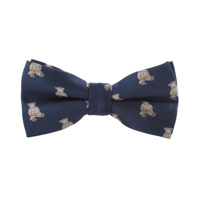 Eeleva Men's Paisley Design Formal Pre-Tied Bowtie, Striped Pattern Jacquard Clip-On Bow Tie (Bear Navy), 4.72 inch