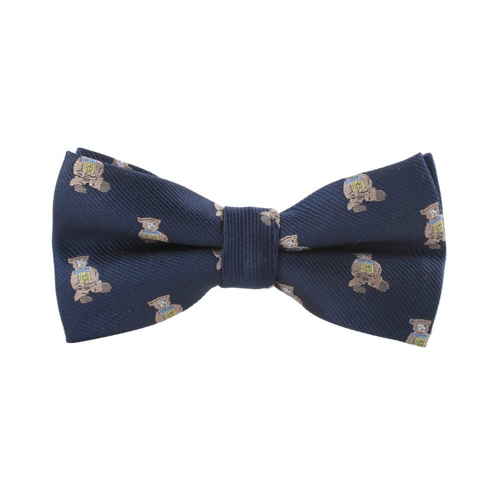 Eeleva Men's Paisley Design Formal Pre-Tied Bowtie, Striped Pattern Jacquard Clip-On Bow Tie (Bear Navy), 4.72 inch