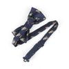 Eeleva Men's Paisley Design Formal Pre-Tied Bowtie, Striped Pattern Jacquard Clip-On Bow Tie (Bear Navy), 4.72 inch view 3