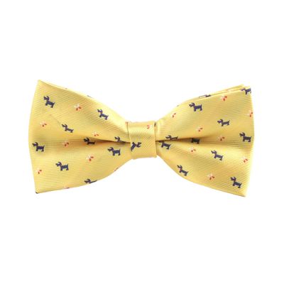 Eeleva Men's Paisley Design Formal Pre-Tied Bowtie, Striped Pattern Jacquard Clip-On Bow Tie (Dog Yellow), 4.72 inch