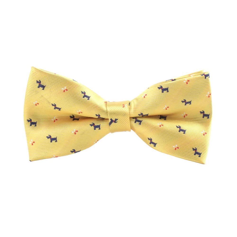 Eeleva Men's Paisley Design Formal Pre-Tied Bowtie, Striped Pattern Jacquard Clip-On Bow Tie (Dog Yellow), 4.72 inch