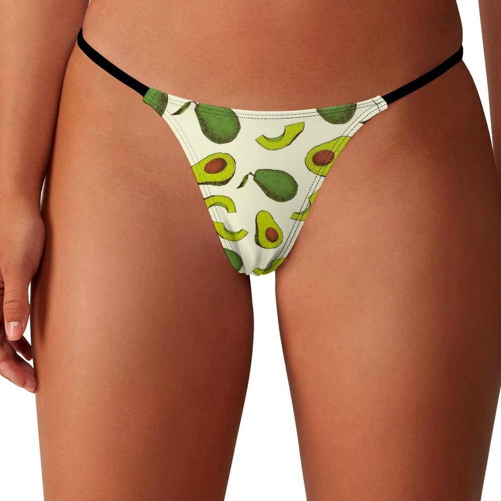 BAIKUTOUAN Cute Avocado Womens Sexy T Back Thong Underwear G String Print Panty Funny