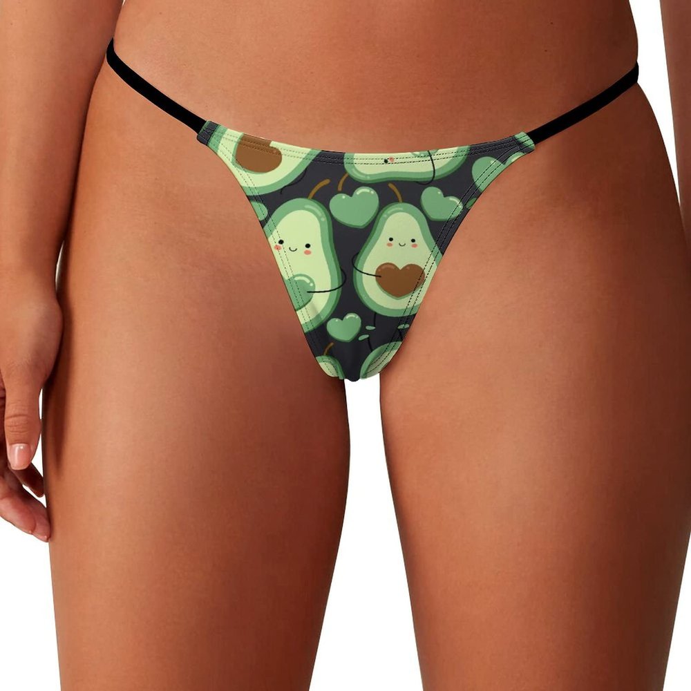 BAIKUTOUAN Heart Shaped Avocado Womens Sexy T Back Thong Underwear G String Print Panty Funny