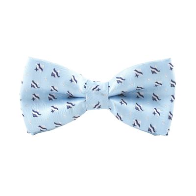 Men's Paisley Design Formal Pre-Tied Bowtie, Striped Pattern Jacquard Clip-On Bow Tie (Fish Blue)