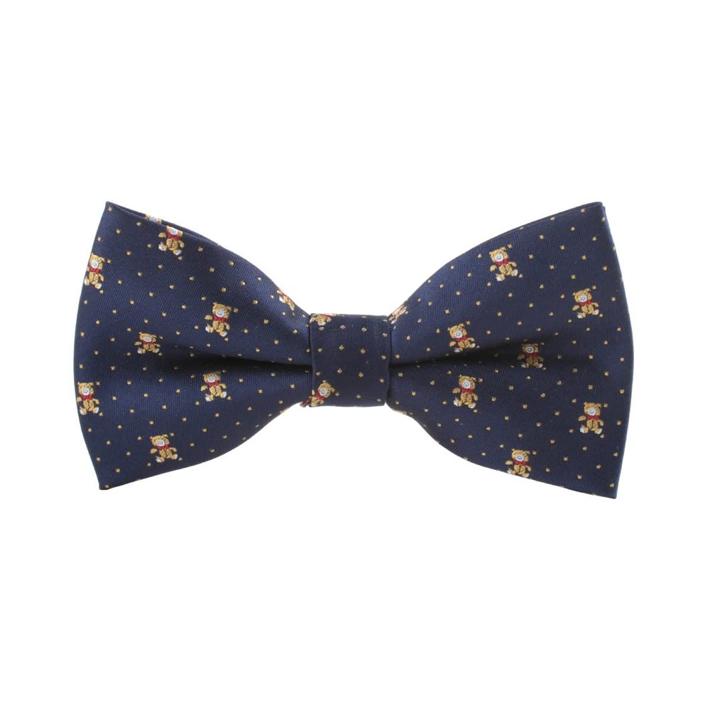 Men's Paisley Design Formal Pre-Tied Bowtie, Striped Pattern Jacquard Clip-On Bow Tie (Doll Navy)