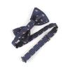Men's Paisley Design Formal Pre-Tied Bowtie, Striped Pattern Jacquard Clip-On Bow Tie (Doll Navy) view 3