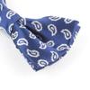 Men's Paisley Design Formal Pre-Tied Bowtie, Striped Pattern Jacquard Clip-On Bow Tie (Paisley Navy) view 4