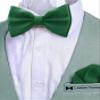 Adam Young Boy's Green Bow Tie with Handkerchief Pre-Tied Style Formal Satin Classic Bowtie for Tuxedo Faux Silk (Medium, Juniper) view 4