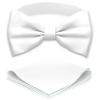 Adam Young Boy's White Bow Tie with Handkerchief Pre-Tied Style Formal Satin Classic Bowtie for Tuxedo Faux Silk (Medium, White)