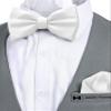 Adam Young Boy's White Bow Tie with Handkerchief Pre-Tied Style Formal Satin Classic Bowtie for Tuxedo Faux Silk (Medium, White) view 4