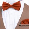 Adam Young Men's Tiger Carrot Bow Tie with Handkerchief Pre-Tied Style Formal Satin Classic Bowtie for Tuxedo Faux Silk (Large, Burnt Orange) view 4